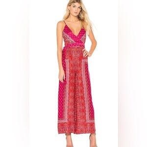 Free People Cabbage Rose Jumpsuit, Size 0 Silky Spaghetti Straps